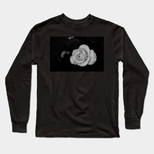 single white rose blossom in black and white Long Sleeve T-Shirt
